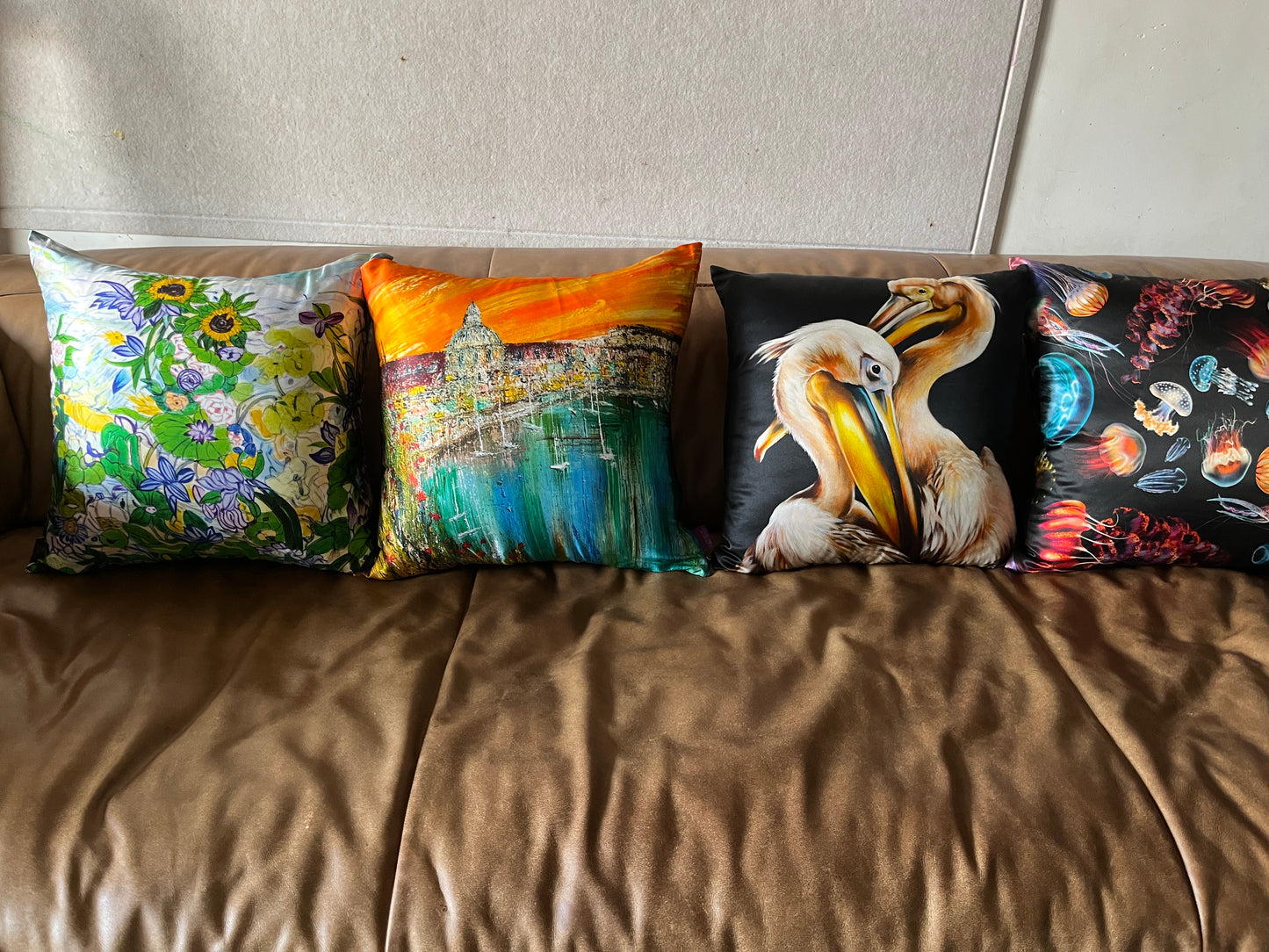 22 Momme Grade 6A Mulberry Silk Cushion Cover Throw Pillowcase PQ19 Puppy Designed by Anastasie 17.7"x17.7"