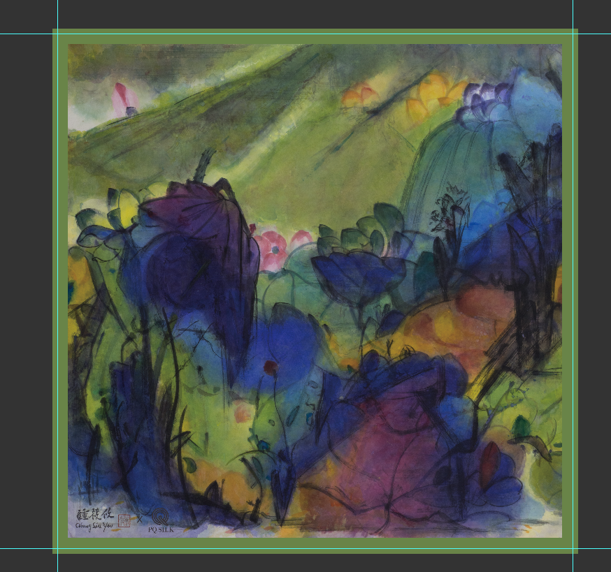 100%Silk Chiffon Summer Women's Scarves 70*70CM Original Design Lotus By Chung Siu Yau PQ50 (Copy)