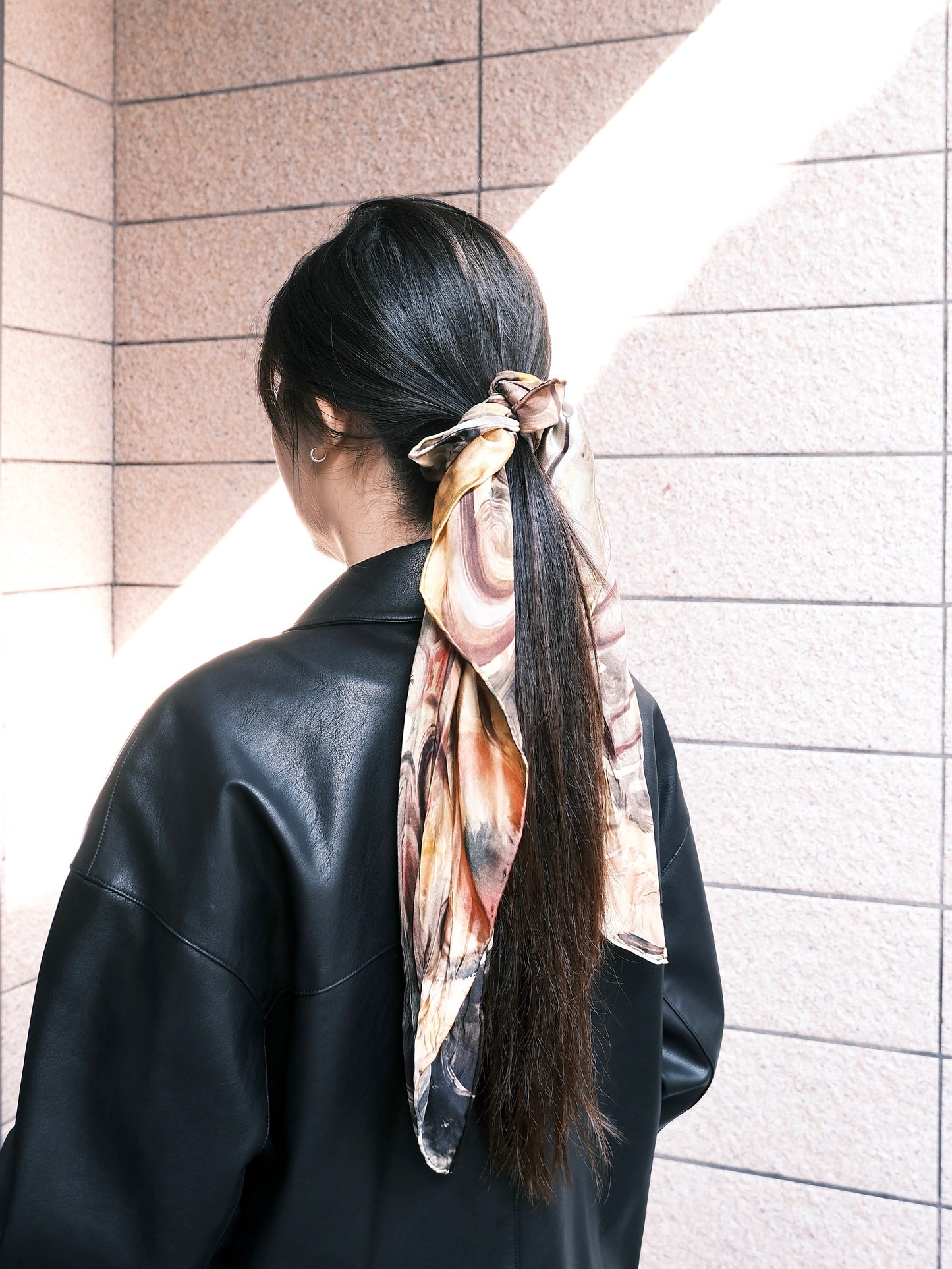 Abstract Geometric Printed 100%Silk Women's Summer Scarf 65X65CM Reborn by Leemons PQ21
