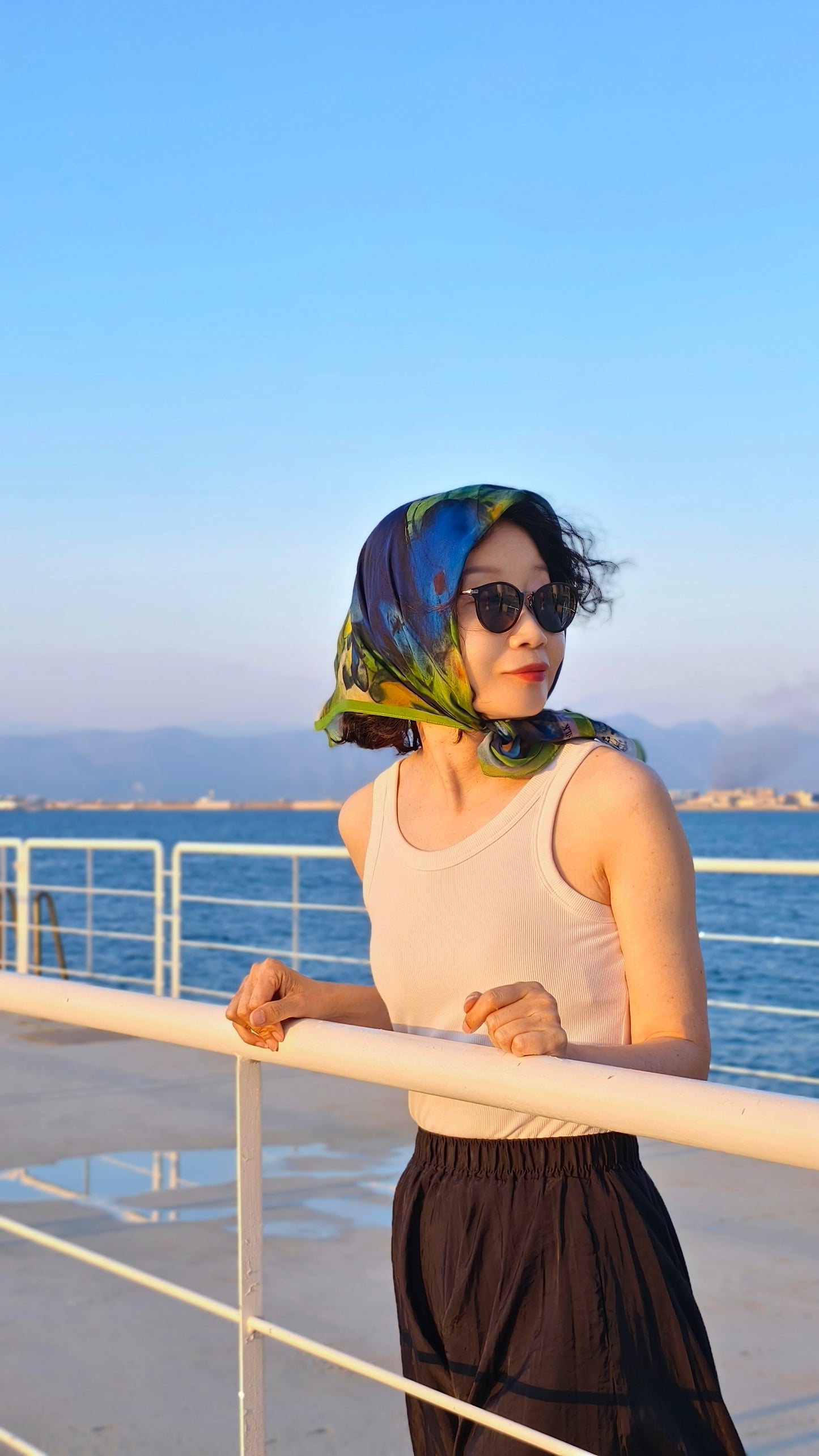 100%Silk Chiffon Summer Women's Scarves 70*70CM Original Design Lotus By Chung Siu Yau PQ50 (Copy)