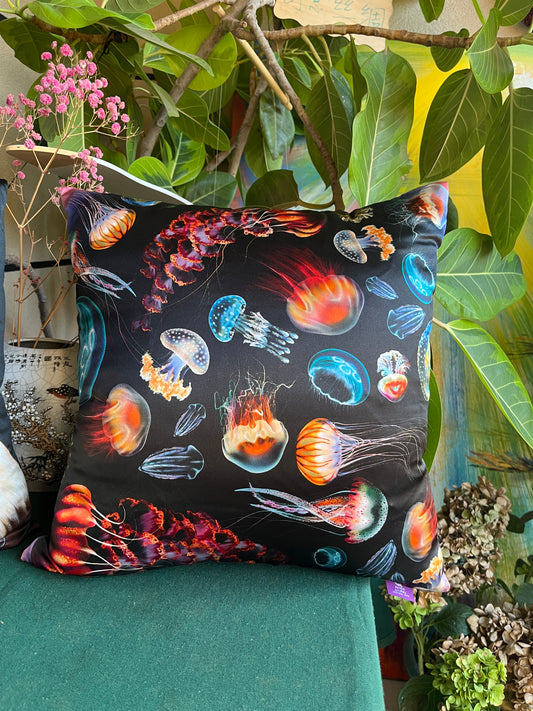 22 Momme Grade 6A Mulberry Silk Cushion Cover Throw Pillowcase PQ26 Summer Party Designed by Julia Charlott  17.7"x17.7"