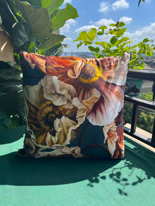 22 Momme Grade 6A Mulberry Silk Cushion Cover Throw Pillowcase PQ19 Puppy Designed by Anastasie 17.7"x17.7"