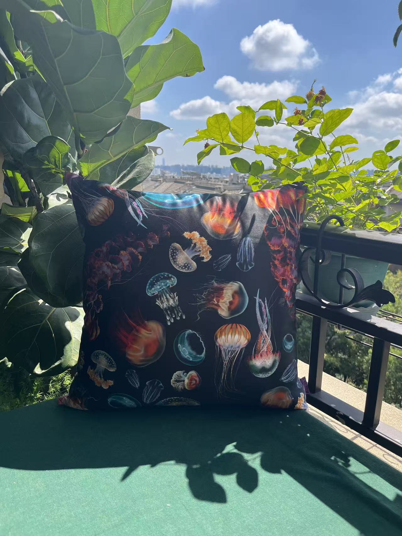 22 Momme Grade 6A Mulberry Silk Cushion Cover Throw Pillowcase PQ26 Summer Party Designed by Julia Charlott  17.7"x17.7"