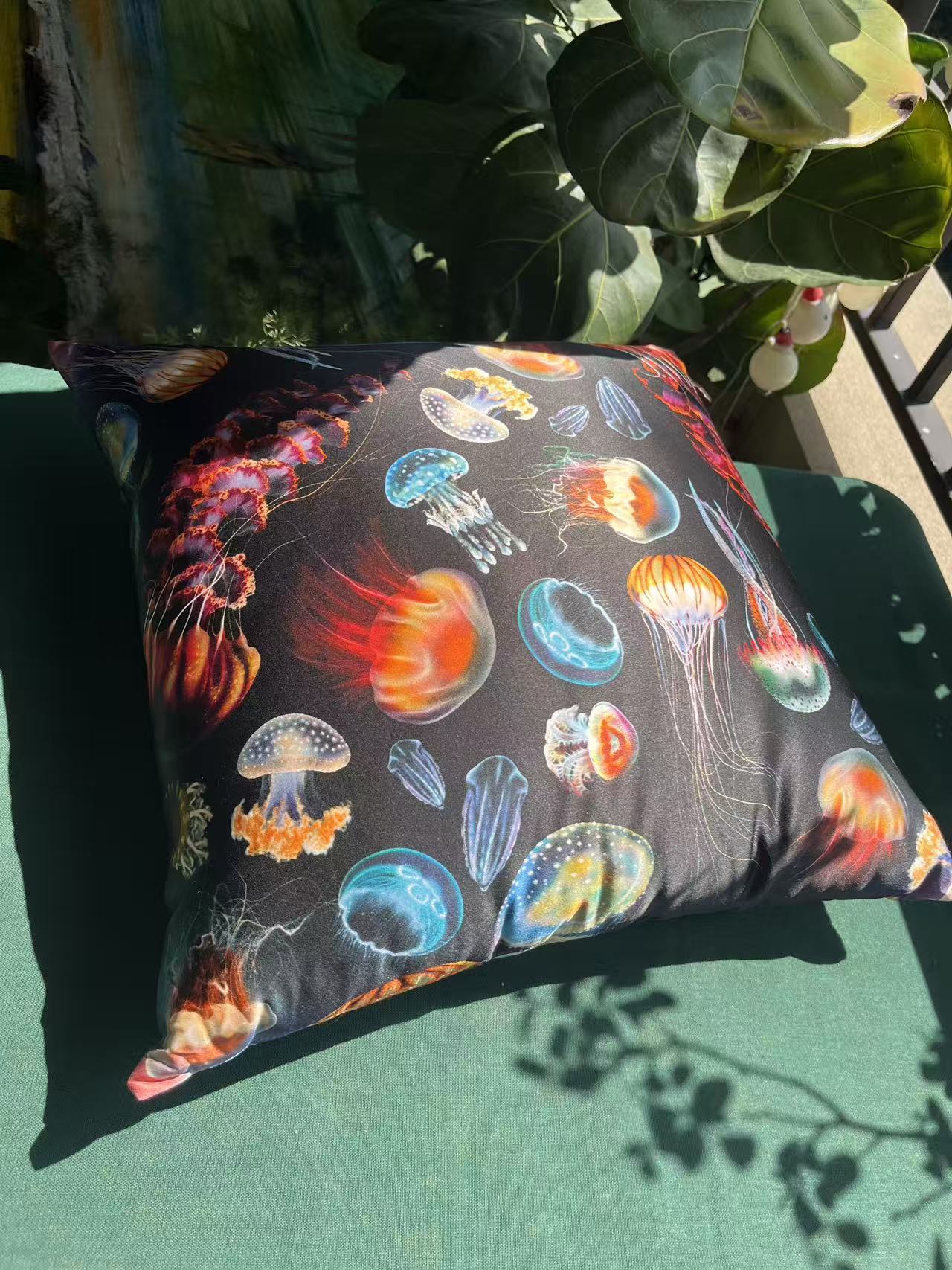 22 Momme Grade 6A Mulberry Silk Cushion Cover Throw Pillowcase PQ26 Summer Party Designed by Julia Charlott  17.7"x17.7"