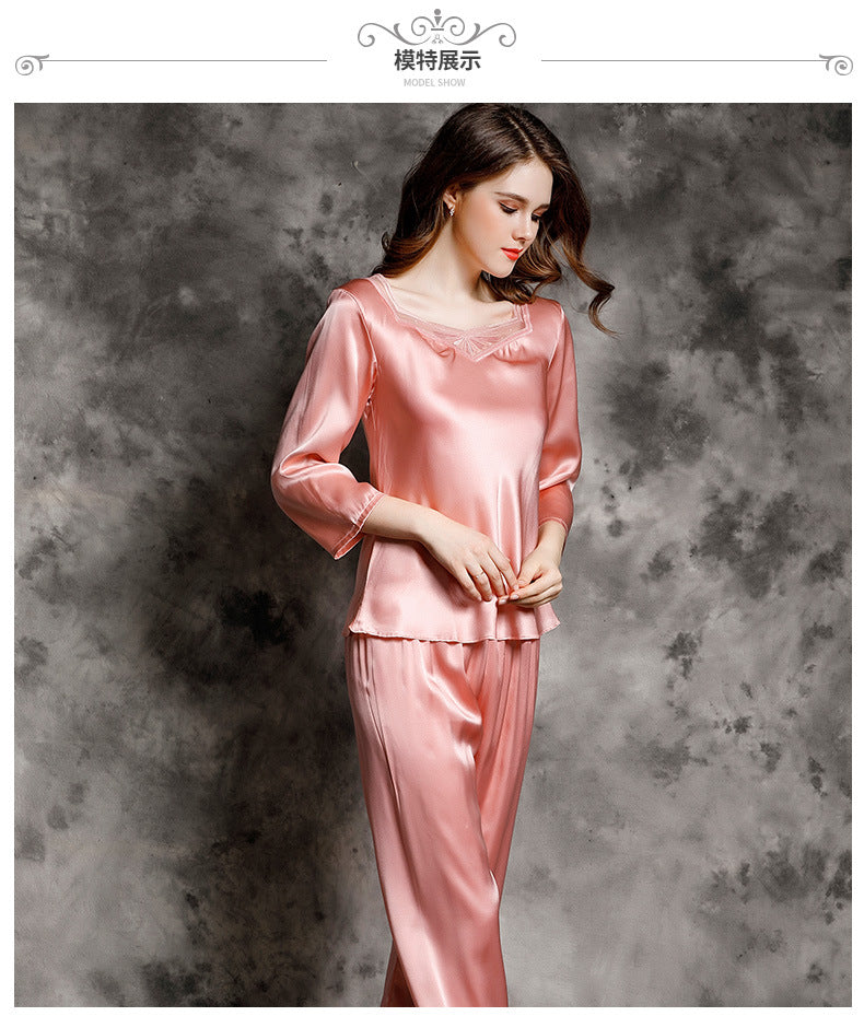 Women's 100%Silk Pajamas 2pcs Set XM-83