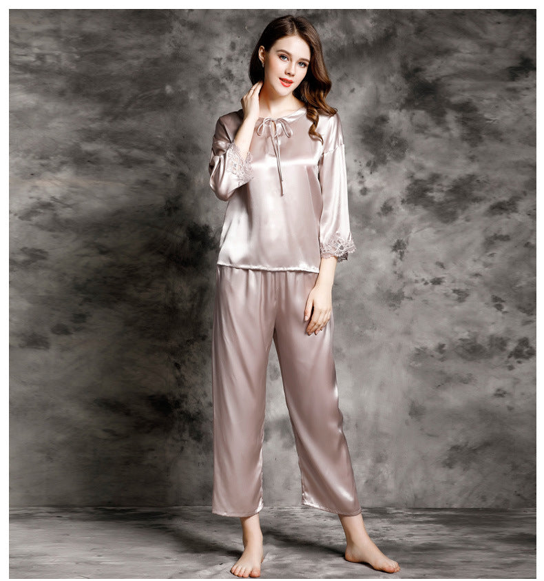 Women's 100%Silk Pajamas 2pcs Set XM-76