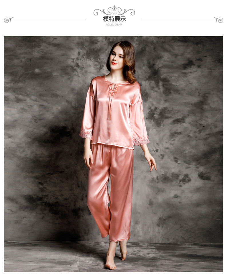 Women's 100%Silk Pajamas 2pcs Set XM-76