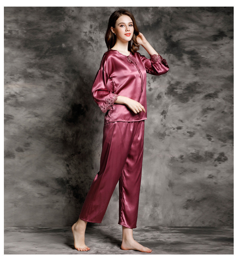 Women's 100%Silk Pajamas 2pcs Set XM-76