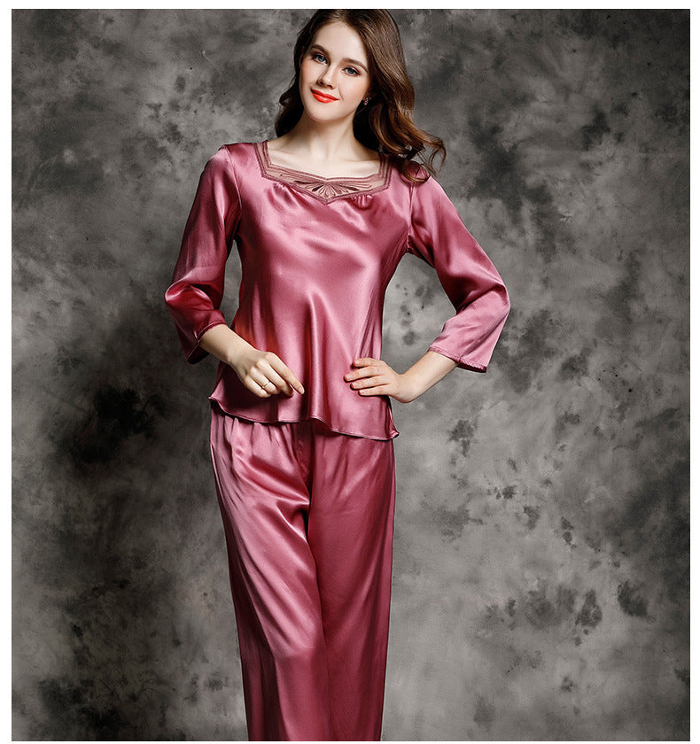 Women's 100%Silk Pajamas 2pcs Set XM-83