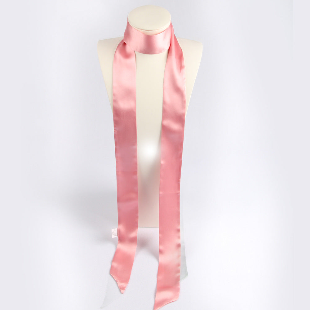 100%Silk Solid Color Headband Skinny Scarf 180*5cm JH-102