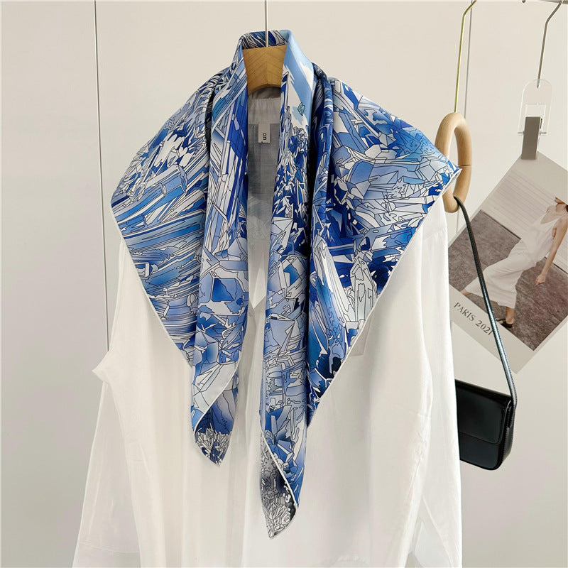 100%Silk 18MM Twill Two-Side Printed Printed Scarf 90*90cm CY-105