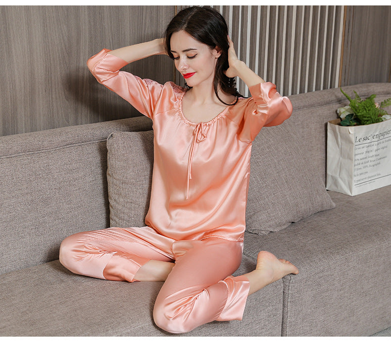 19MM Women's 100%Silk Pajamas 2pcs Set XM-85