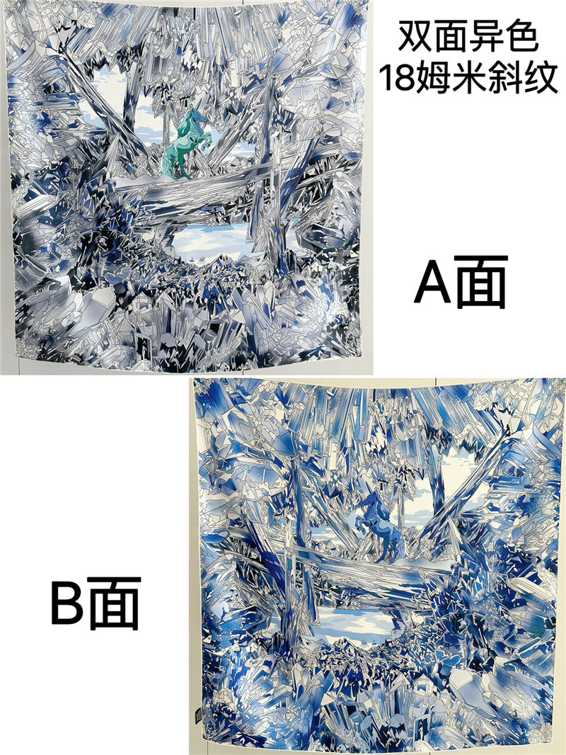 100%Silk 18MM Twill Two-Side Printed Printed Scarf 90*90cm CY-105