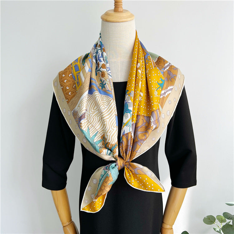 100%Silk 14MM Twill Printed Scarf 90*90cm CY-106