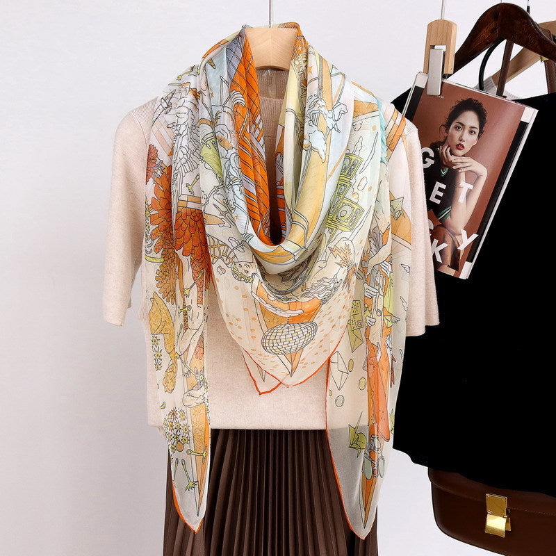 100%Silk Chiffon Printed Women's Beach Scarf BG-178