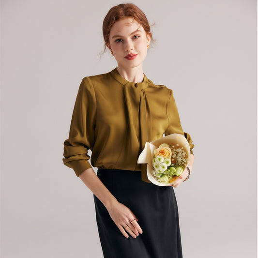 100%Silk Office Lady Shirt OOTD Looks JS-205