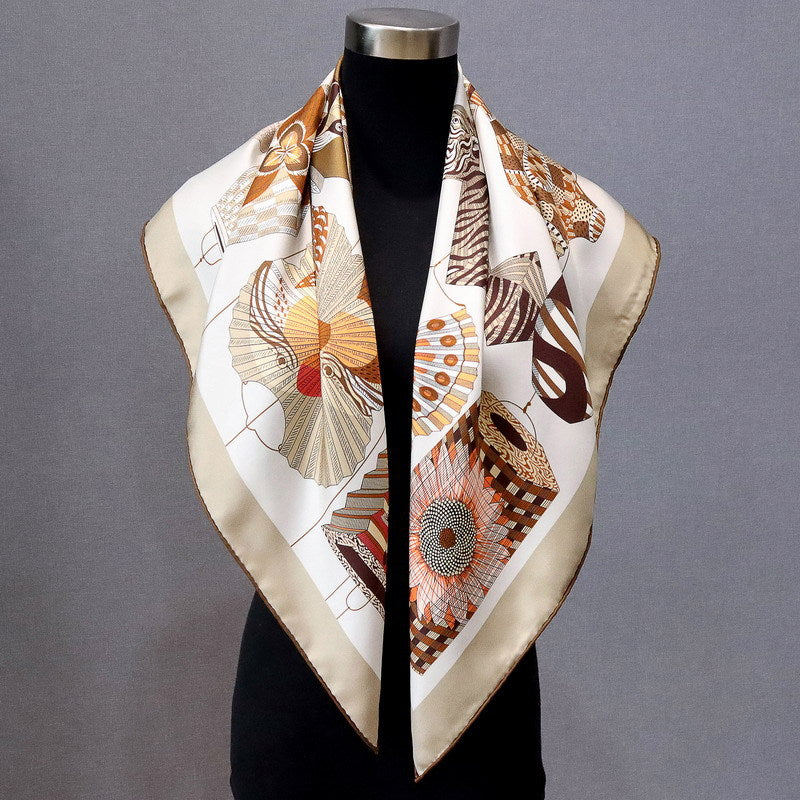 100%Silk Scarves Twill 18MM Double Side Printed 90*90cm Silk Scarf BG-162