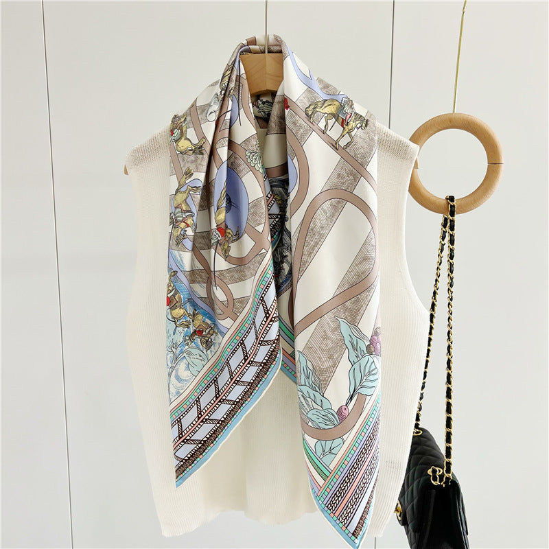 100%Silk 18MM Twill Two Side Printed Scarf 90*90cm CY-107