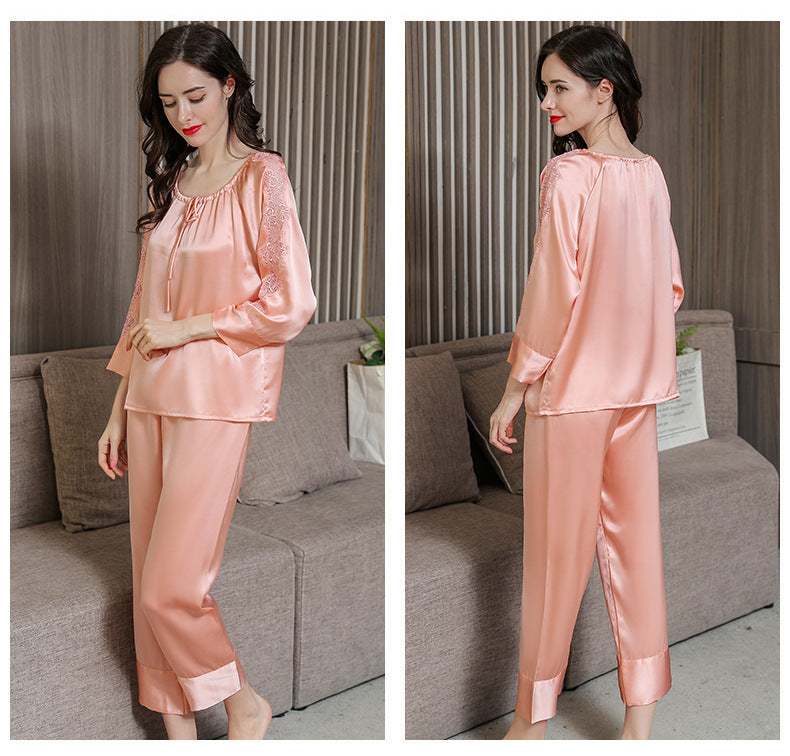 19MM Women's 100%Silk Pajamas 2pcs Set XM-85