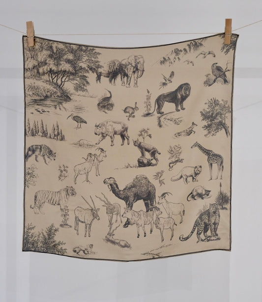 100%Silk Women's Animal Zoo Printed Silk Scarf 65*65cm HC-10