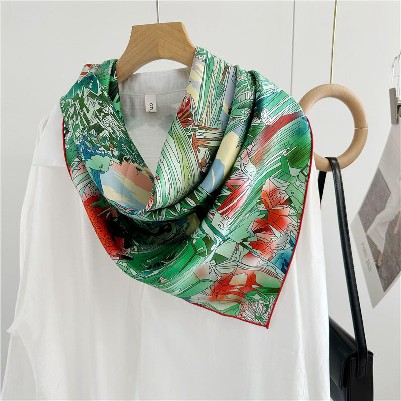 100%Silk 18MM Twill Two-Side Printed Printed Scarf 90*90cm CY-105