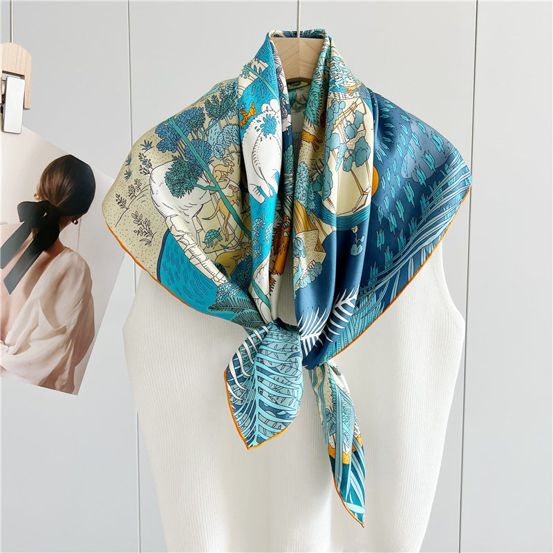 100%Silk 14MM Twill Animal Printed Scarf 90*90cm CY-108