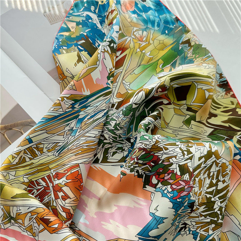 100%Silk 18MM Twill Two-Side Printed Printed Scarf 90*90cm CY-105