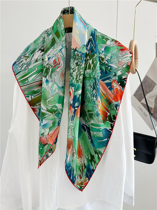 100%Silk 18MM Twill Two-Side Printed Printed Scarf 90*90cm CY-105