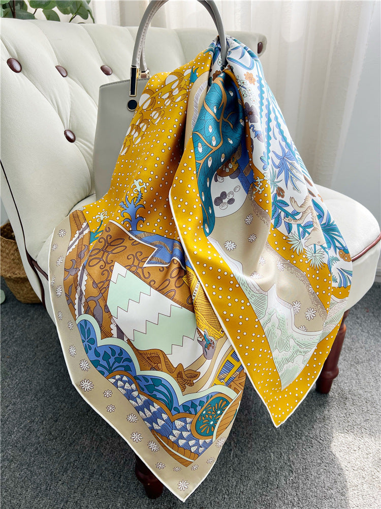 100%Silk 14MM Twill Printed Scarf 90*90cm CY-106