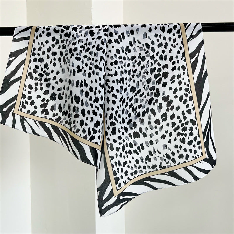 100%Silk Chiffon Leopard Printed Women's Summer Beach Silk Scarf 145*35cm CY-111