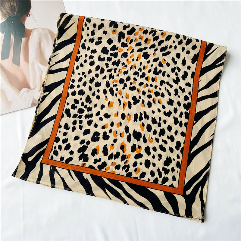 100%Silk Chiffon Leopard Printed Women's Summer Beach Silk Scarf 145*35cm CY-111