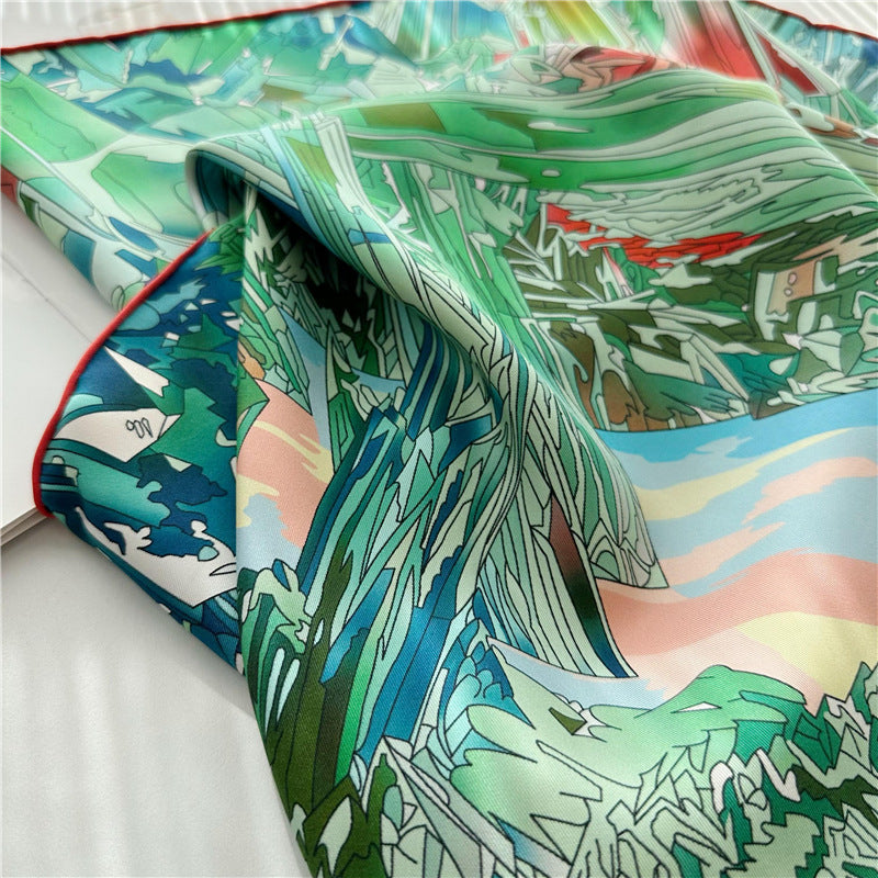 100%Silk 18MM Twill Two-Side Printed Printed Scarf 90*90cm CY-105