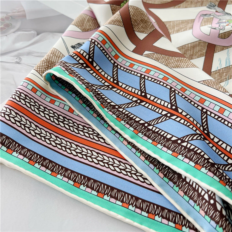 100%Silk 18MM Twill Two Side Printed Scarf 90*90cm CY-107