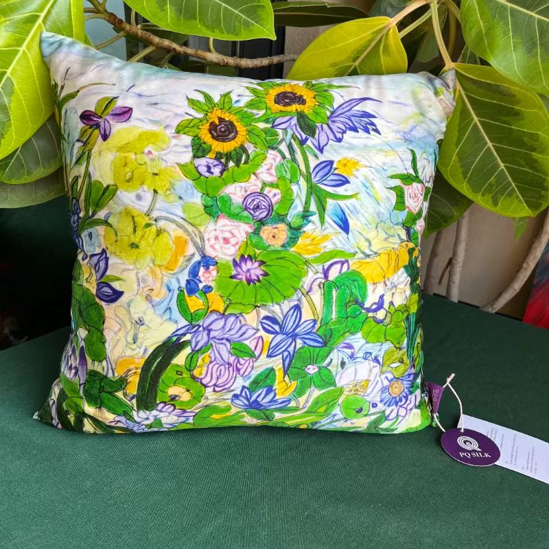 22 Momme Grade 6A Mulberry Silk Cushion Cover Throw Pillowcase PQ53 Boundless Dust Designed by Chung Siu Yau 17.7"x17.7"