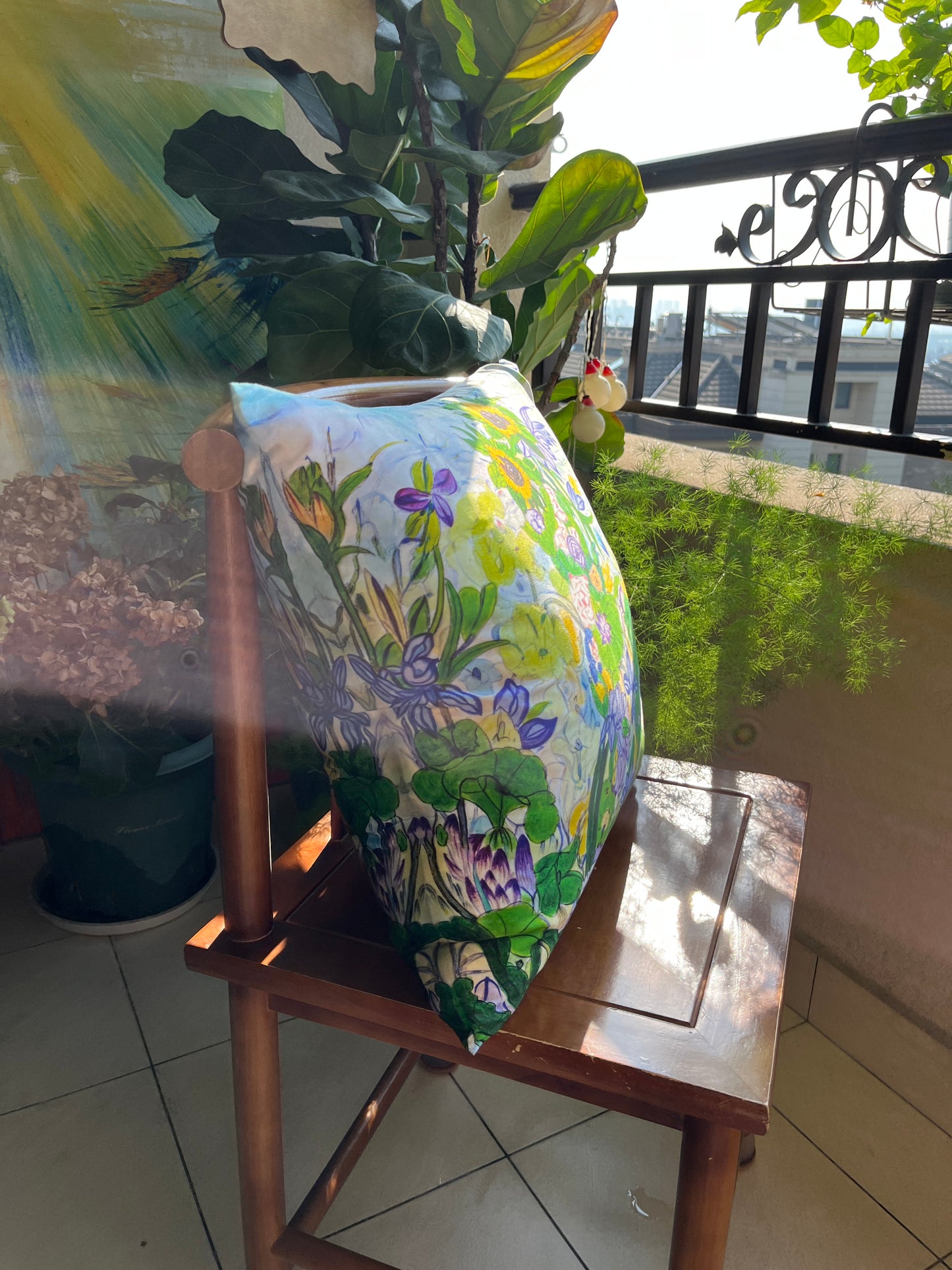 22 Momme Grade 6A Mulberry Silk Cushion Cover Throw Pillowcase PQ53 Boundless Dust Designed by Chung Siu Yau 17.7"x17.7"