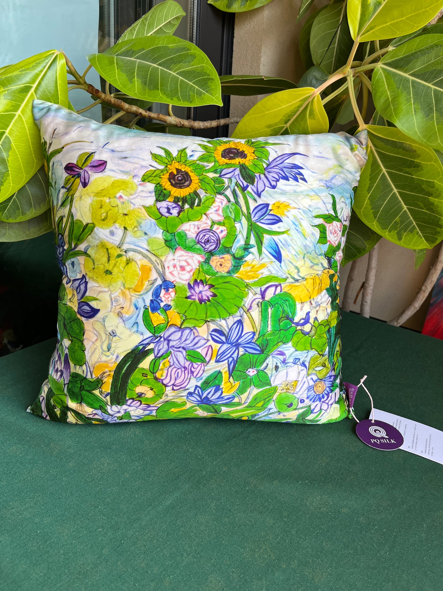 22 Momme Grade 6A Mulberry Silk Cushion Cover Throw Pillowcase PQ53 Boundless Dust Designed by Chung Siu Yau 17.7"x17.7"