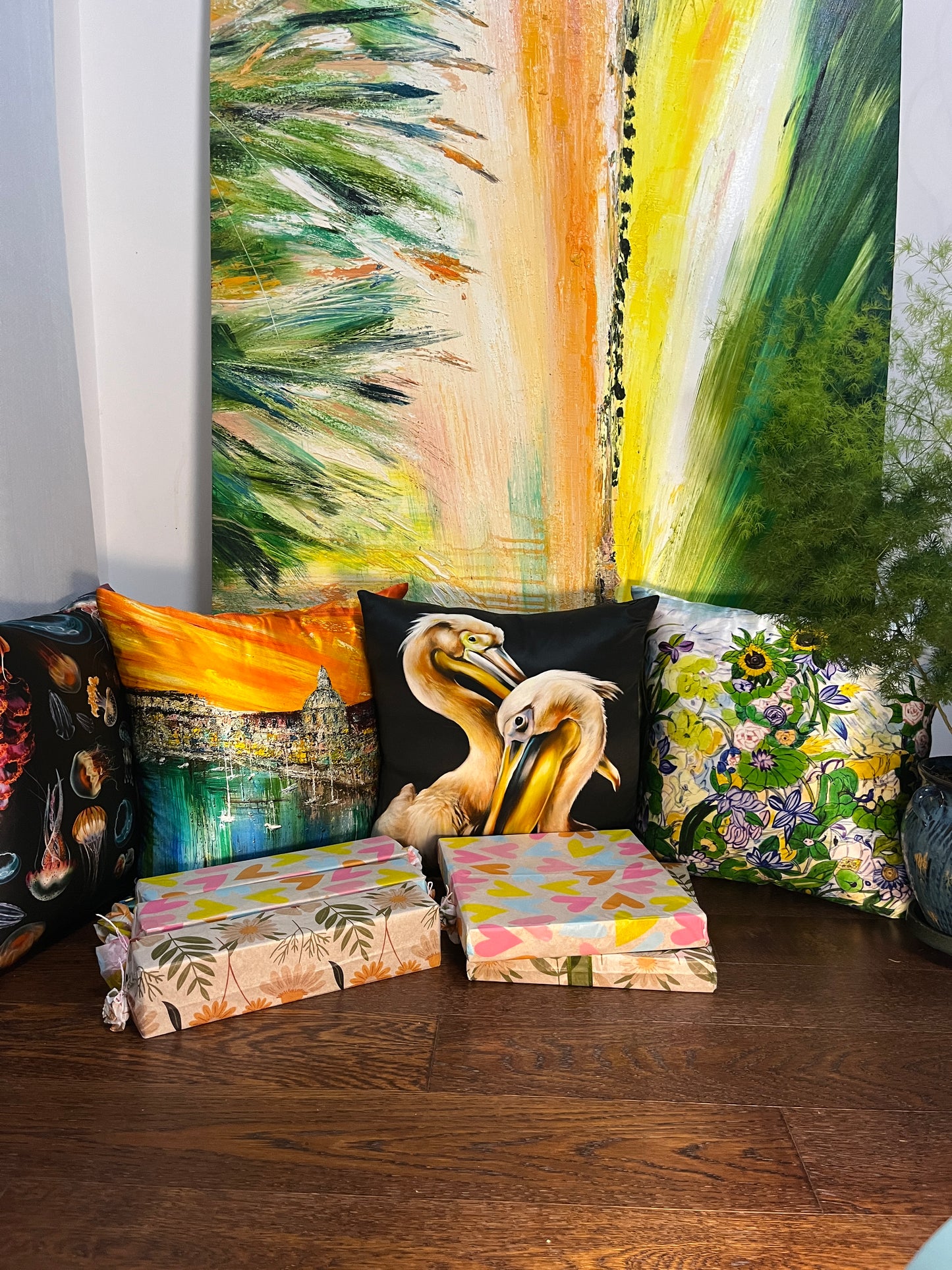 22 Momme Grade 6A Mulberry Silk Cushion Cover Throw Pillowcase PQ19 Puppy Designed by Anastasie 17.7"x17.7"