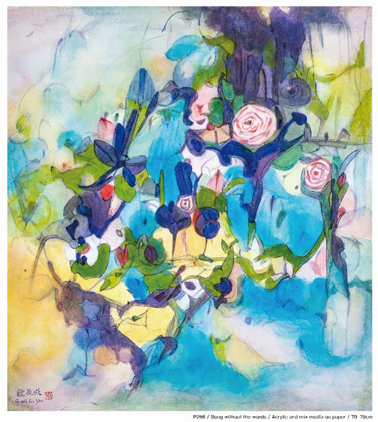 100%Silk Chiffon's Scarf Women's Summer Scarf 70X70CM Spring Song by Chung Siu Yau PQ30