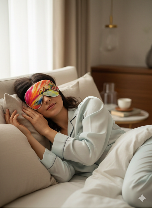 100%Silk Eyeshield Women's Silk Eye Mask 20.5X11CM Happy by Vittorio Vertone PQ33