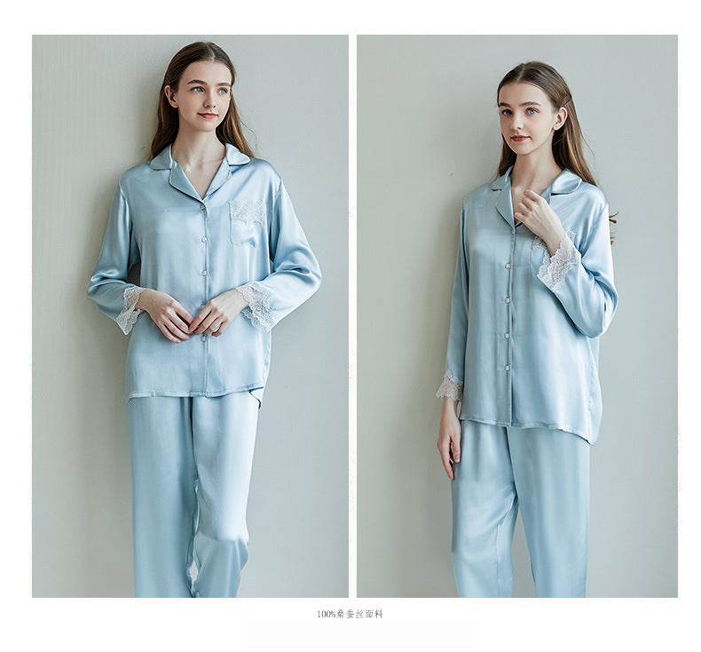 Women's 100%Silk 19MM Pajamas 2pcs Set SK-120