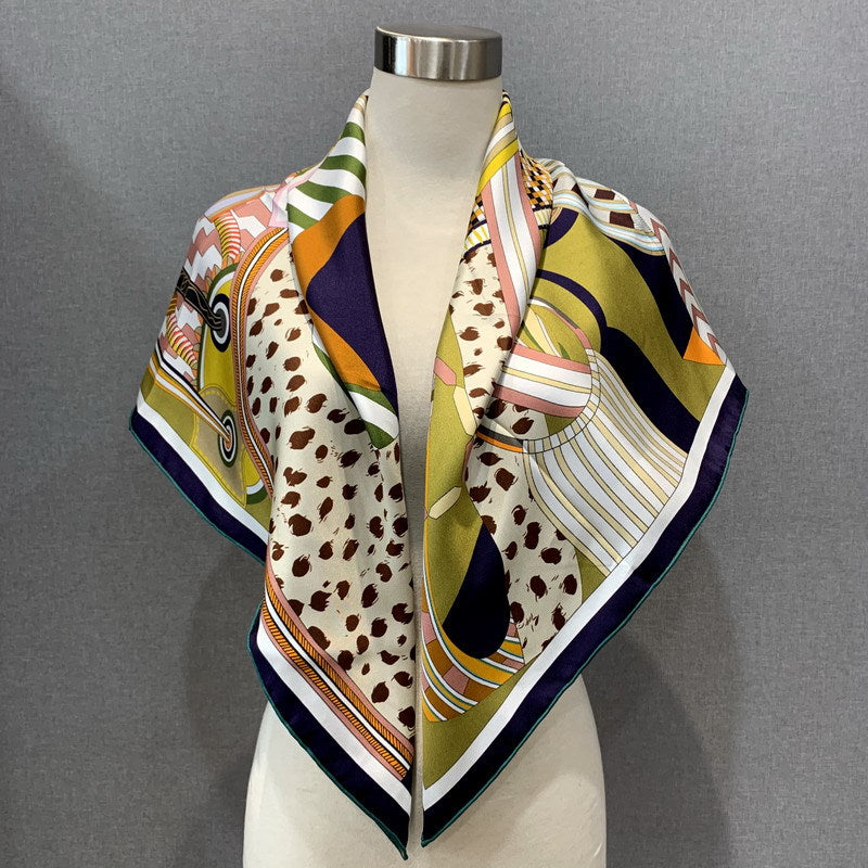 100%Silk 18MM Twill Printed Women's Scarf 90*90cm BG-153