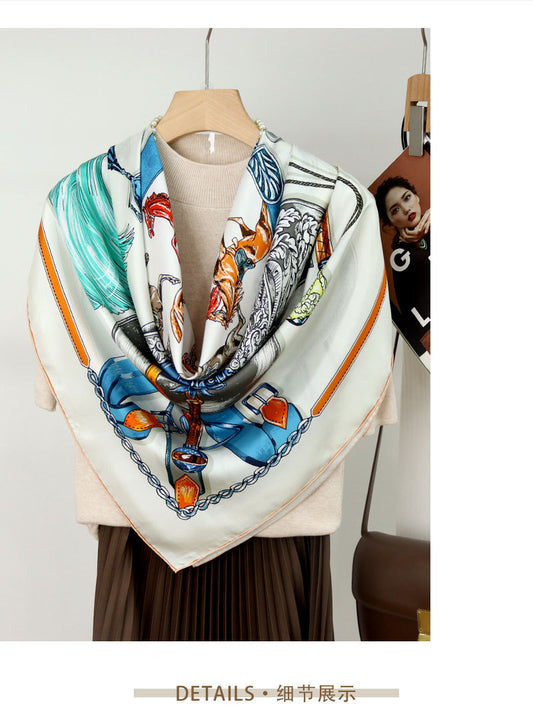 Women's 100%Silk Printed Scarf 140*140cm BG-143