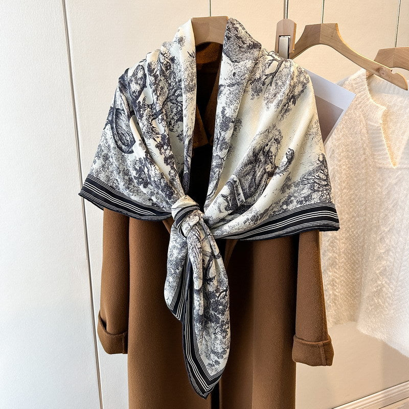 Women's Printed Silk Wool Scarf 135*135cm BG-152