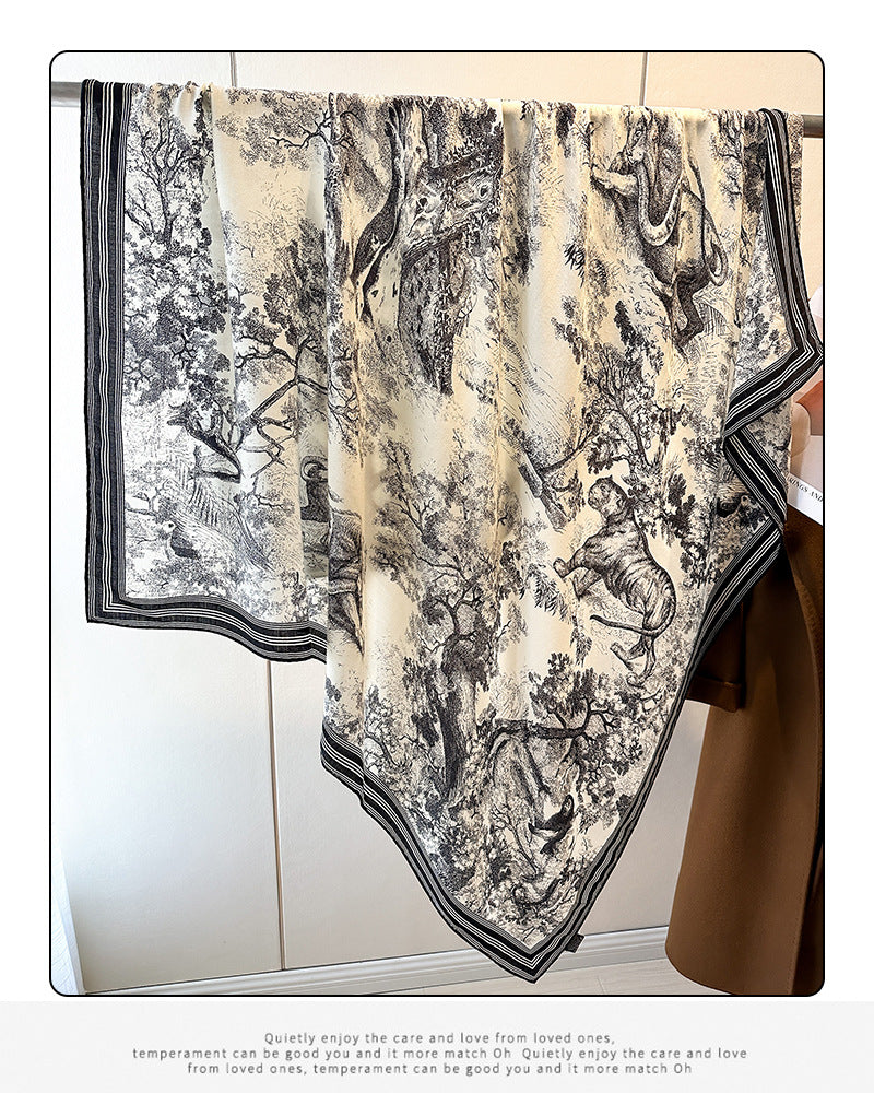 Women's Printed Silk Wool Scarf 135*135cm BG-152