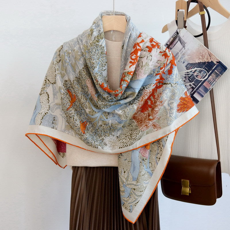 Women's Printed Silk Wool Scarf 135*135cm BG-128