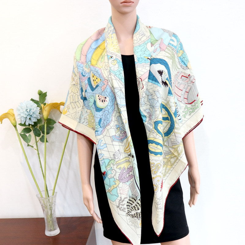 Women's Printed Silk Wool Scarf 135*135cm BG-130