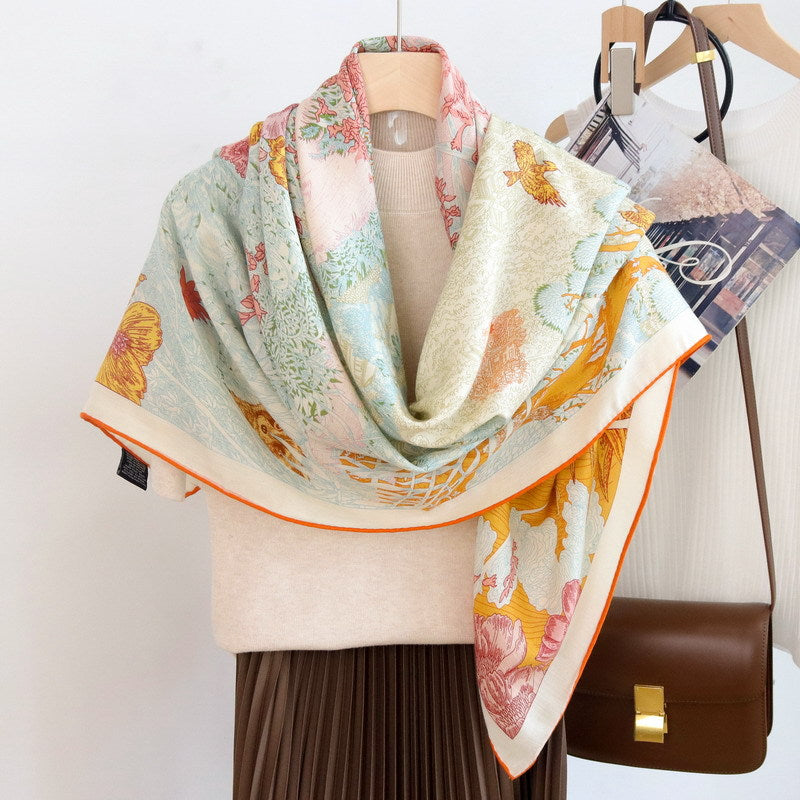 Women's Printed Silk Wool Scarf 135*135cm BG-128