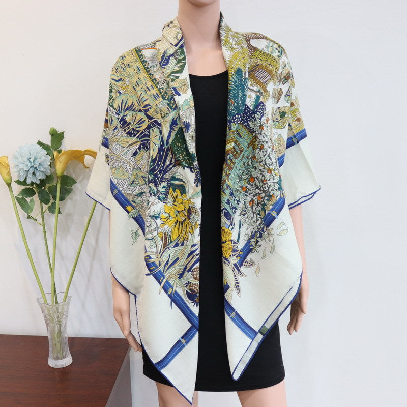 Women's Printed Silk Wool Scarf 135*135cm BG-129