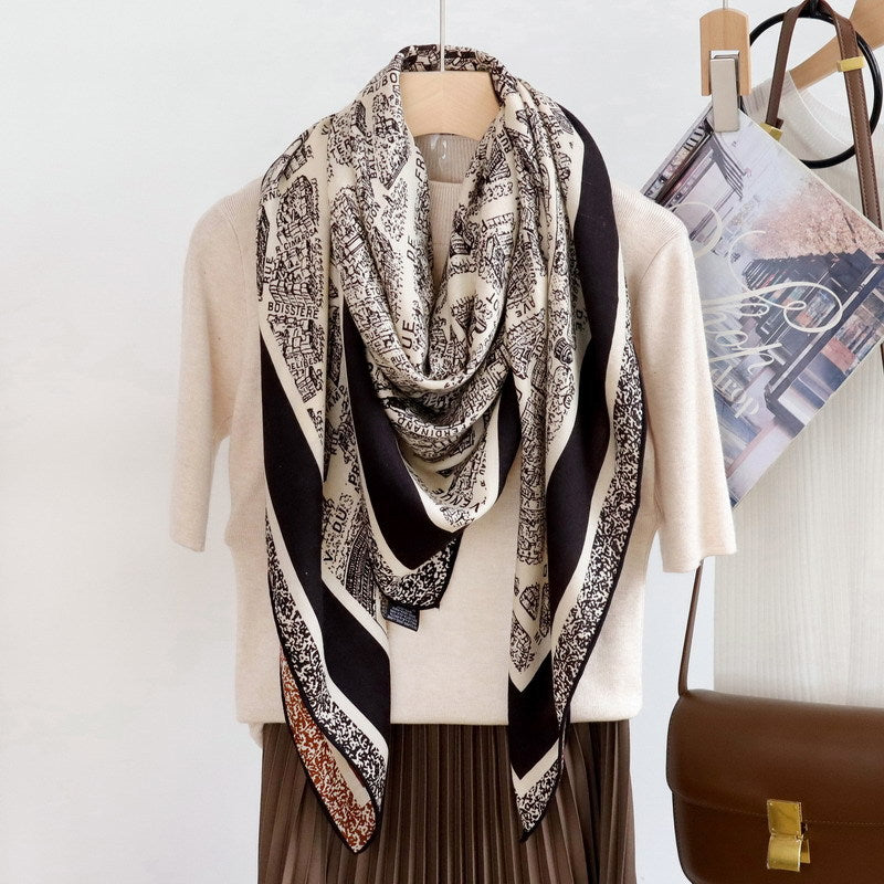 Women's Printed Silk Wool Scarf 135*135cm BG-132