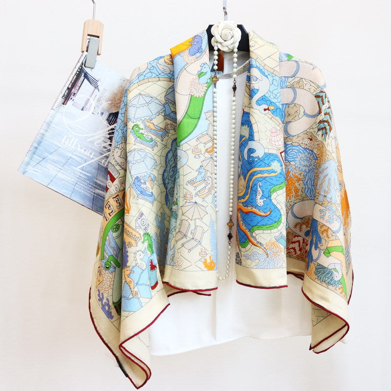 Women's Printed Silk Wool Scarf 135*135cm BG-130